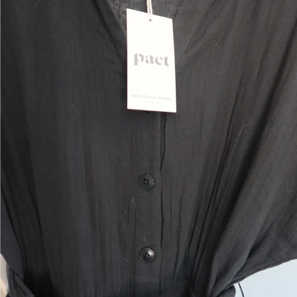 Pact Black Button-Front Jumpsuit with Tie Waist - Picture 5 of 7